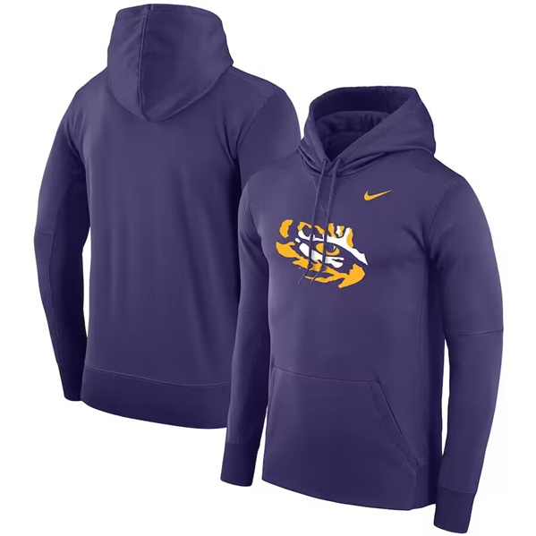 Men's LSU Tigers Purple Purple Performance Pullover Hoodie Men's LSU Tigers Purple Purple Performance Pullover Hoodie